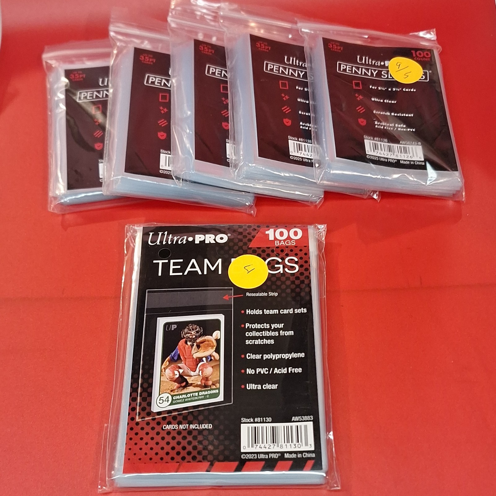 #45P Ultra PRO Penny Sleeves & Team Bags 100 Ct. Clear Polypropylene, Acid Free