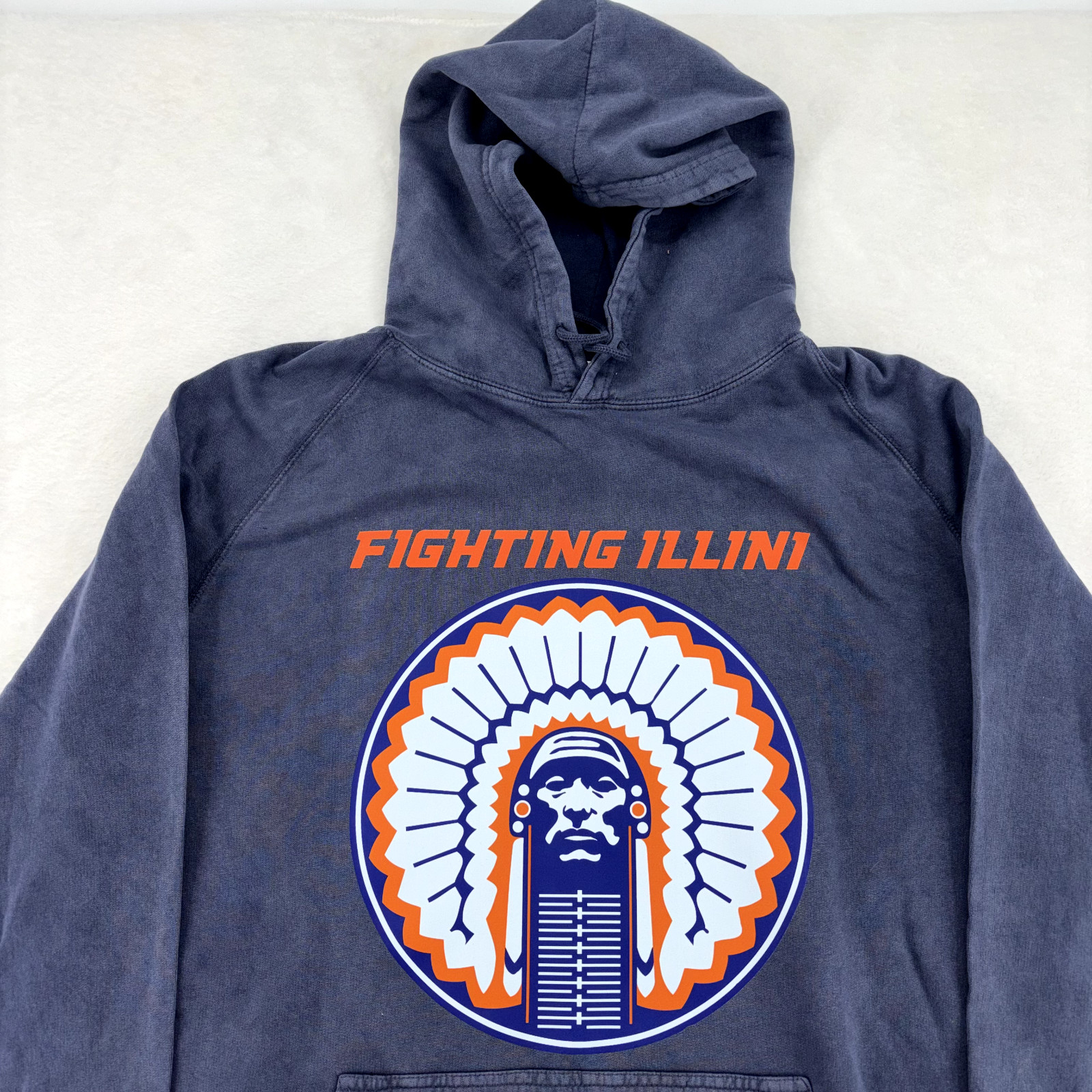 Fighting Illini Chief Illiniwek Comfort Colors Hoodie – True Navy and Black