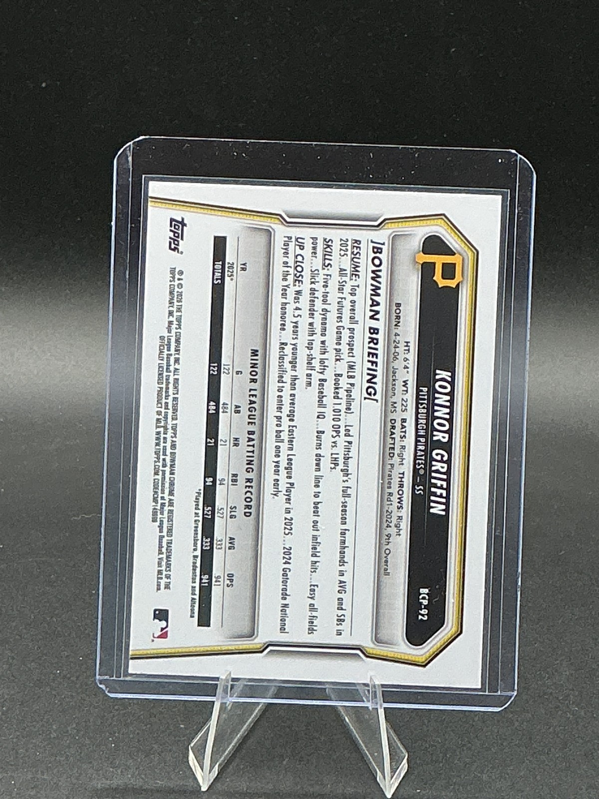 2026 Bowman #BCP-92 Konnor Griffin Chrome Prospects Mojo Refractor