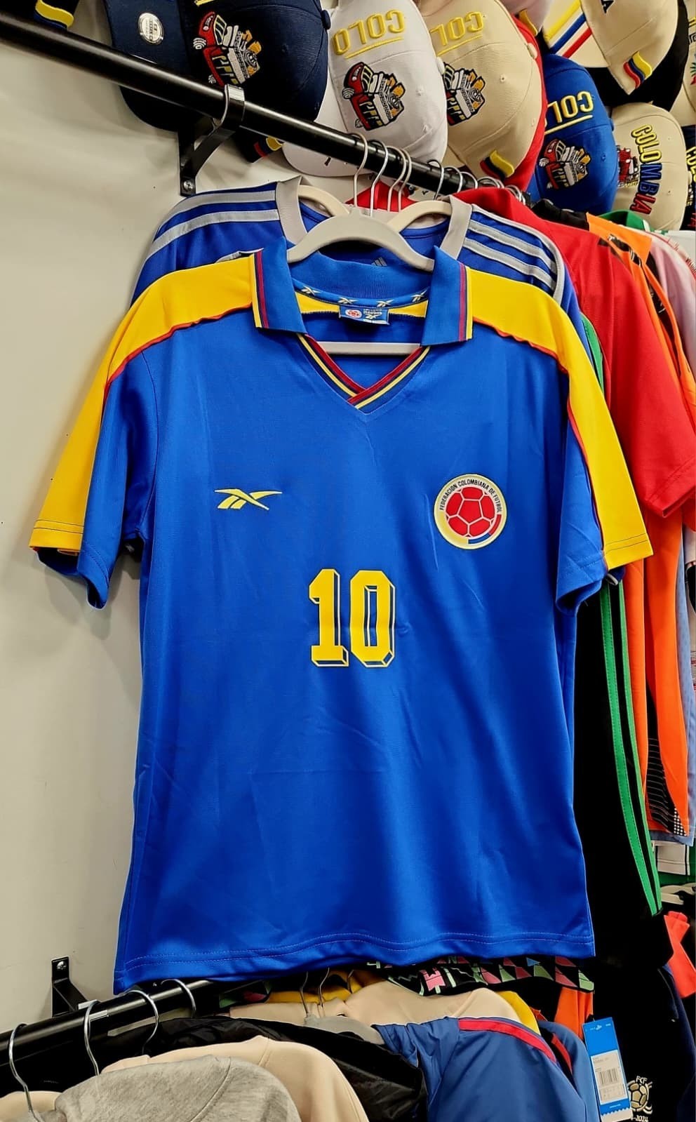Camiseta Valderrama #10 Mundial 1998 Colombia Jersey 1998 Vintage Valderrama
