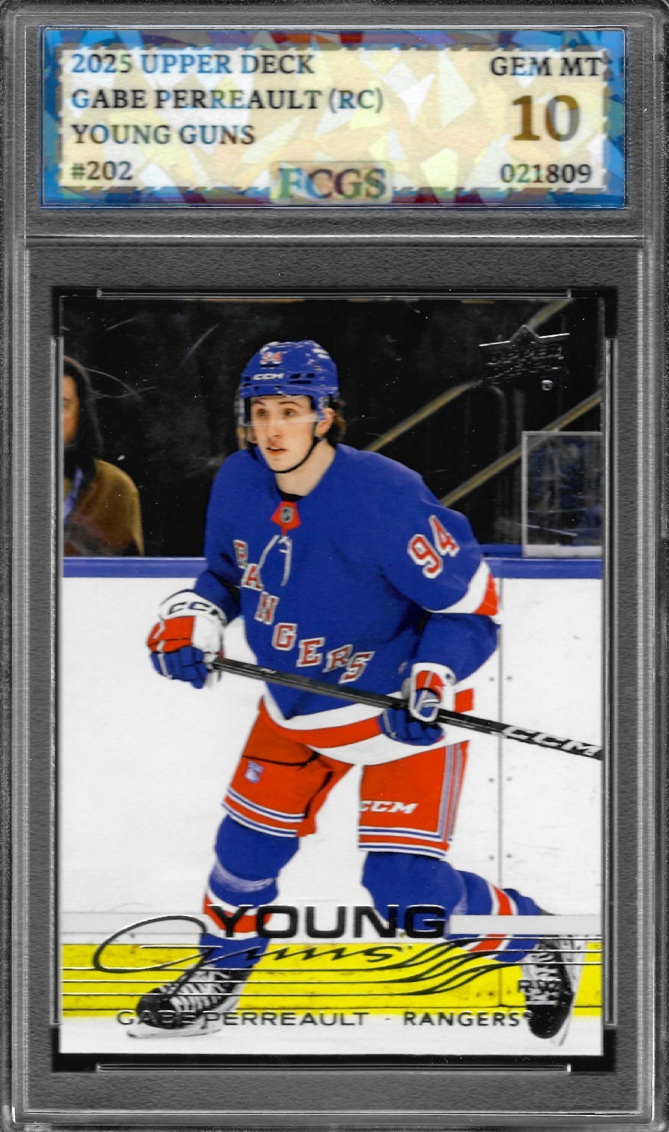 2025 Upper Deck Gabe Perreault Young Guns RC #202 Graded FCGS 10 GEM MINT