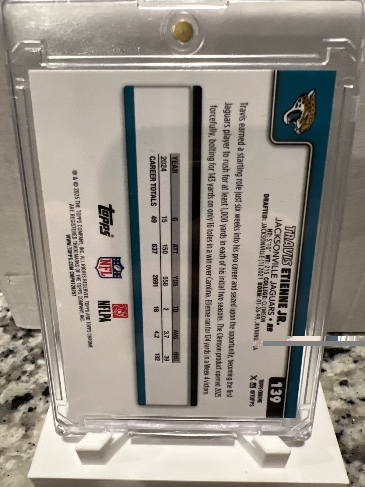 2025 Topps Chrome – Travis Etienne #139 Neon Pulse Refractor