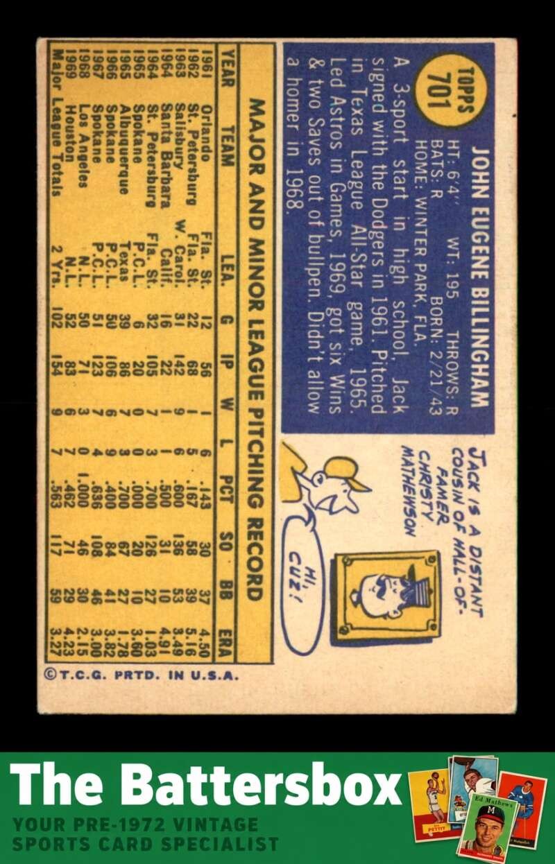 1970 Topps #701 Jack Billingham VG/VGEX X3754369