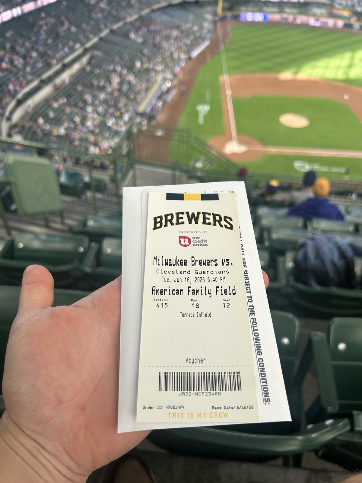 Cooper Pratt MLB Debut Ticket IN HAND Milwaukee Brewers Star Prospect 6/16/2026