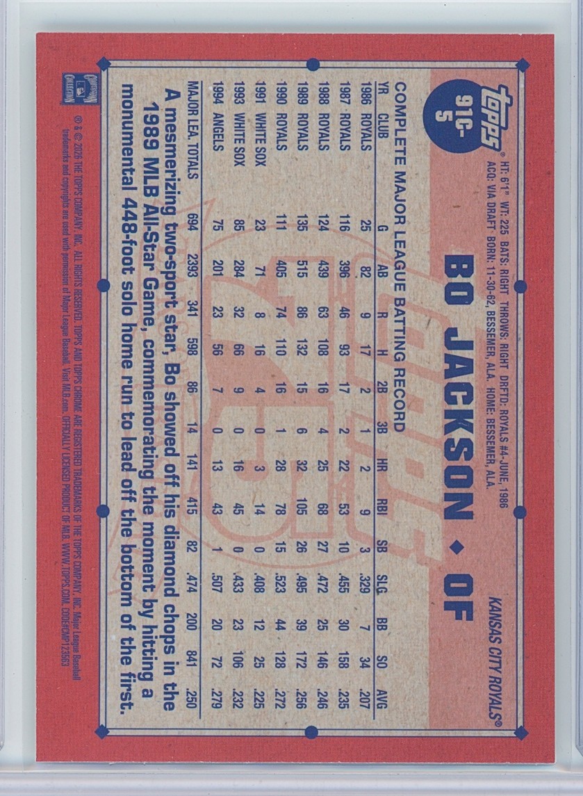 2026 Topps Series 1 – 1991 Topps Chrome Silver Pack Mojo Bo Jackson #91C-5