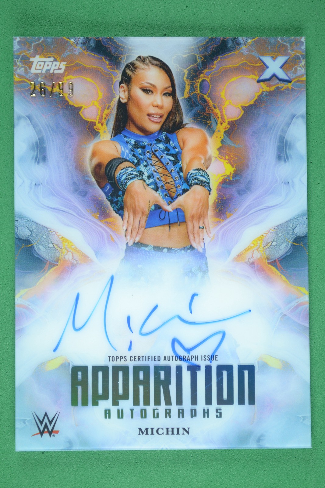 Michin 2025 Topps Exalted WWE Apparition Autographs Aqua #/99 Auto #APA-YIM