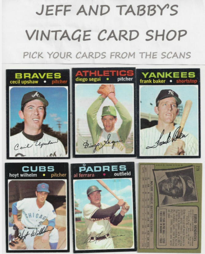 1971 TOPPS BASEBALL # 1 TO # 200 SEE DROP DOWN MENU FOR CARD YOU WILL RECEIVE.