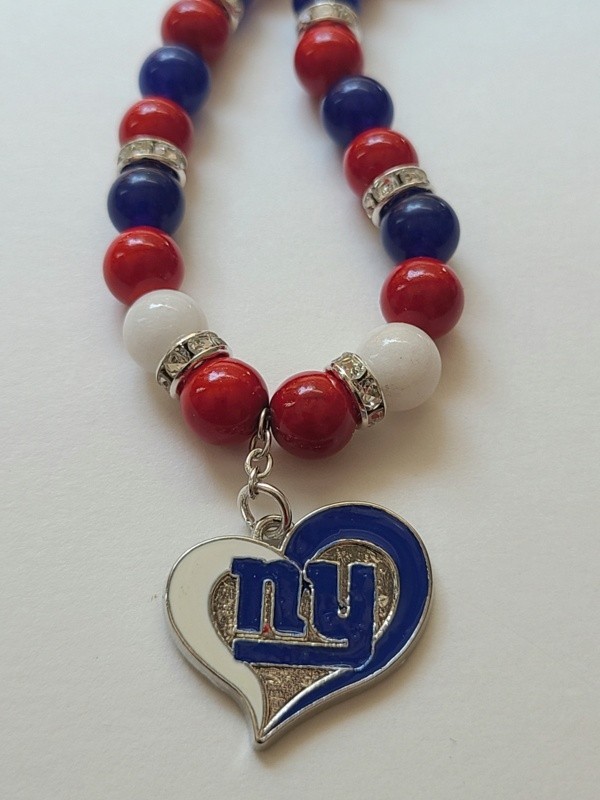 New York Football Necklace Giants Jade Gemstone Beads Free Shipping USA