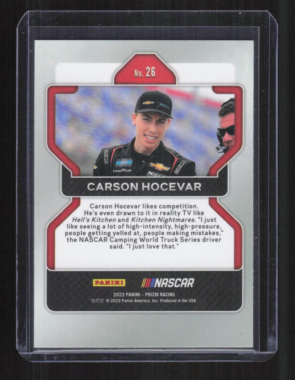 2022 Panini Prizm #26 Carson Hocevar Signed IP Auto Autograph Card RC Rookie