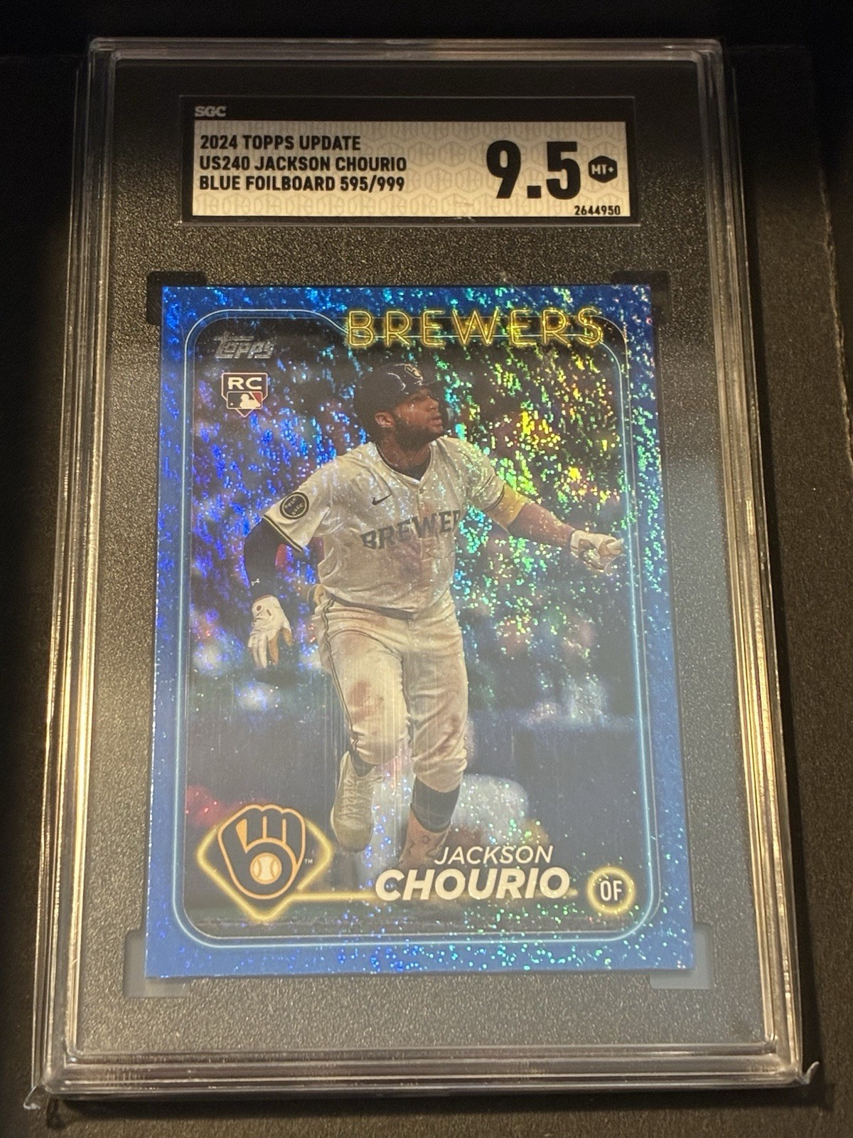 2024 Topps Update Series – Jackson Chourio #US240 Blue Holo Foilboard /999 (RC)