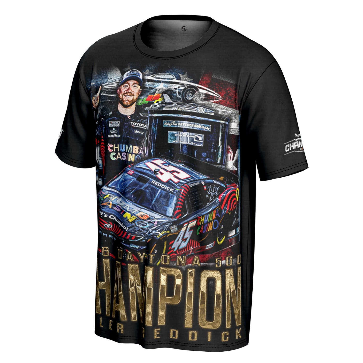 Tyler Reddick 2026 Daytona 500 Champion 4-Spot ProSphere T-Shirt – Sale