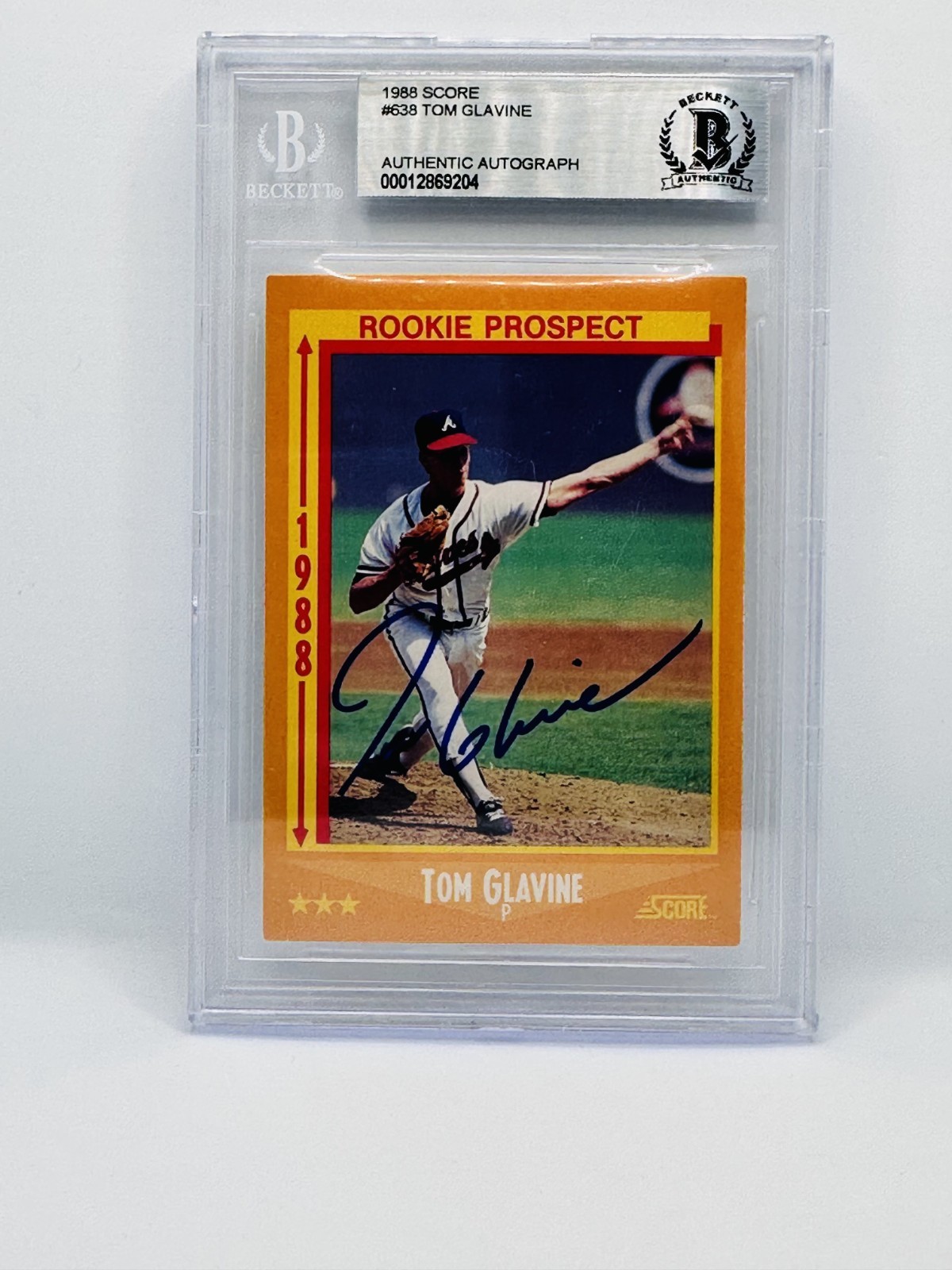 1988 Score Tom Glavine Auto BGS Authentic #638 Autograph