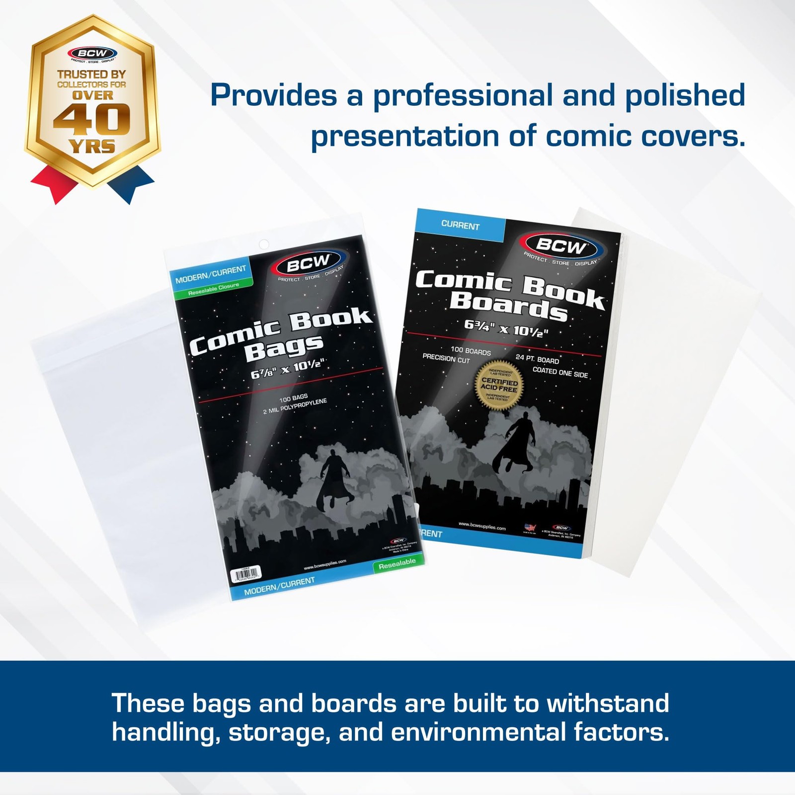Resealable Current Comic Book Combo Pack | 100 Pack for Acid-Free Backing Boa…