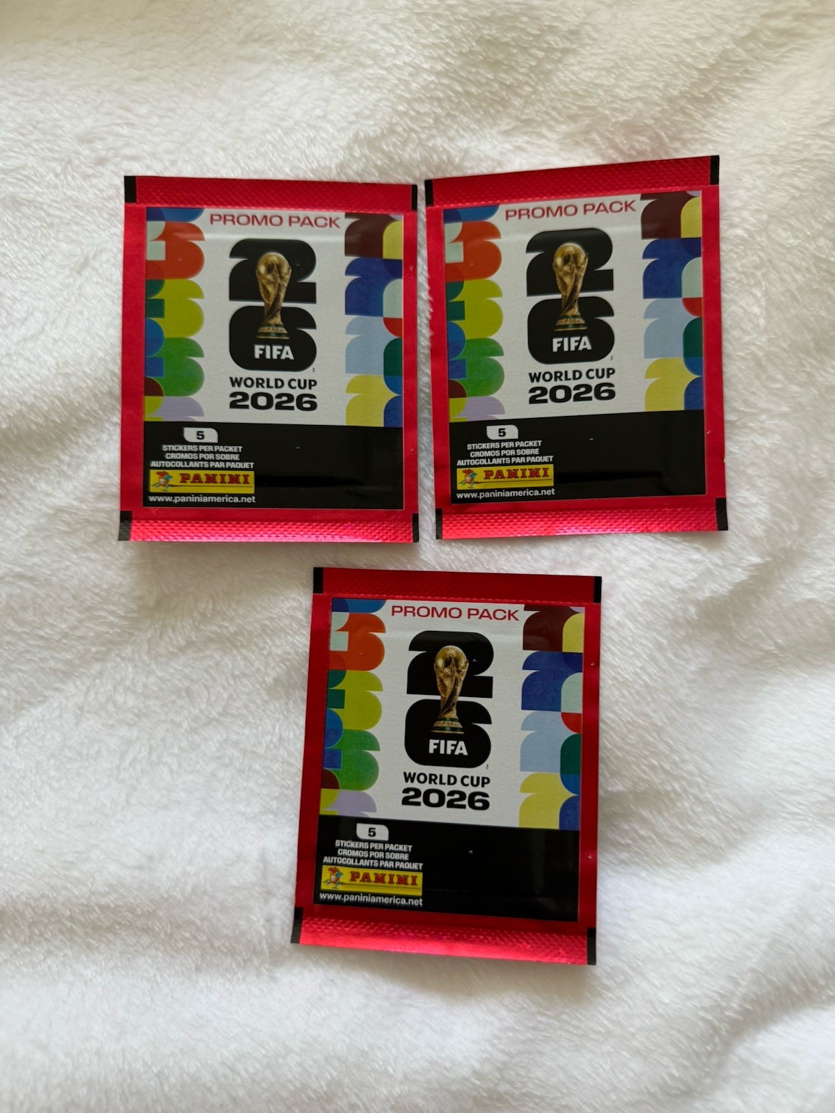 2026 Panini FIFA World Cup Sticker Promo packs Red! Three packs.