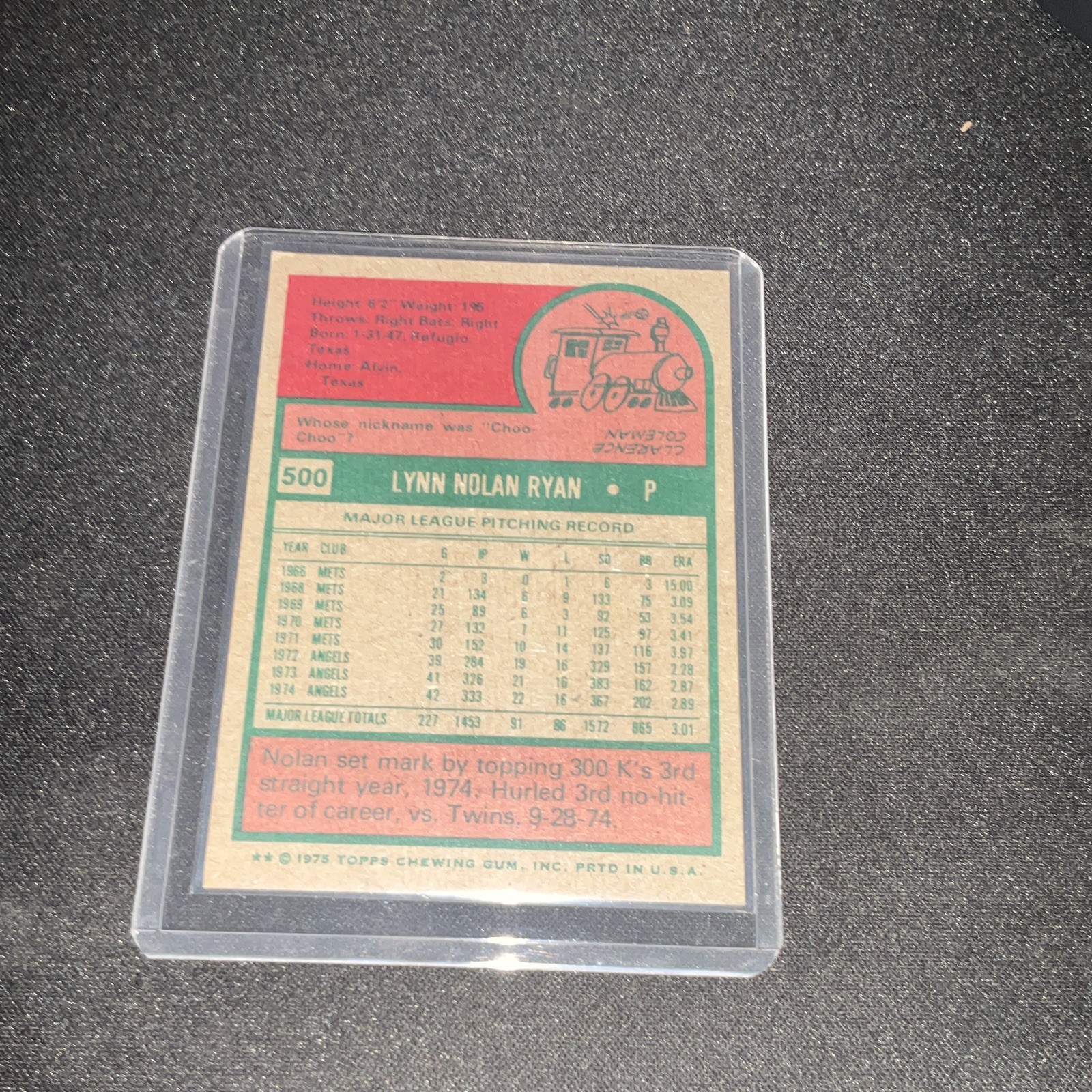 Topps Mini 1975 Nolan Ryan #500 Los Angeles Angels Baseball Card Base Set