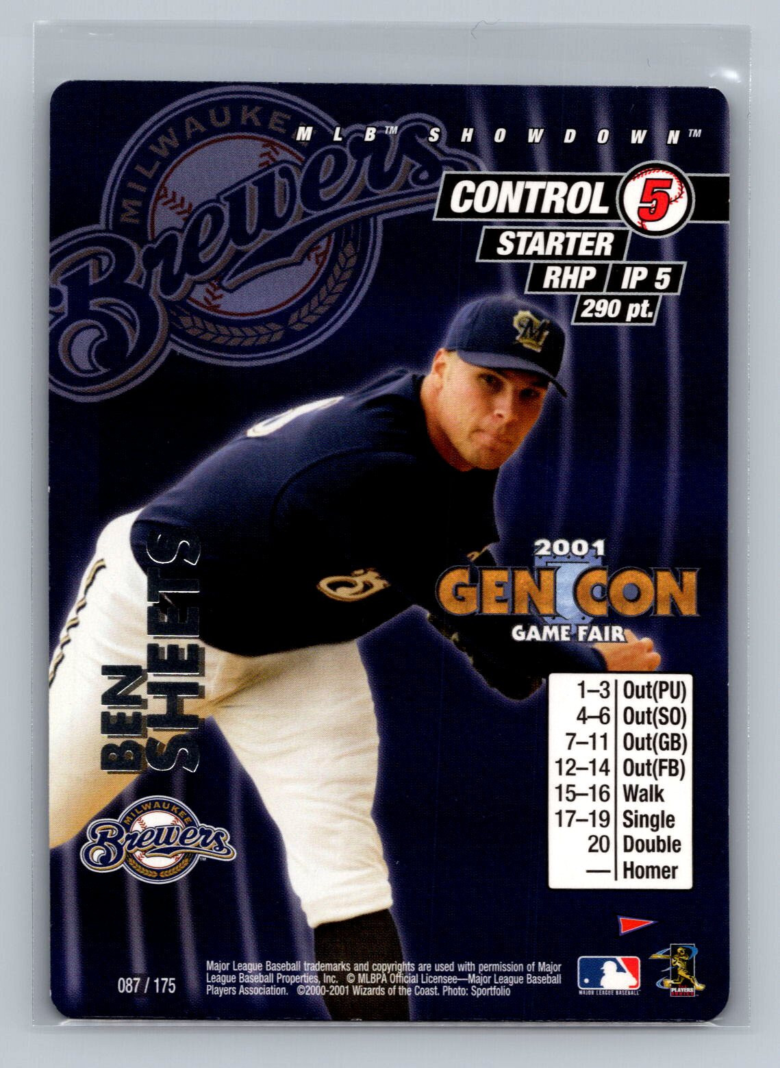 MLB Showdown 2001 Ben Sheets Gen Con Promo#87 RC