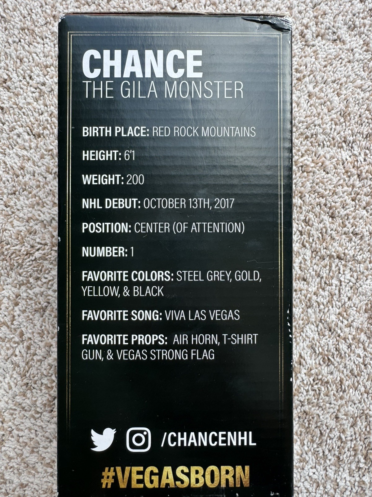 Vegas Golden Knights – Mascot Chance Bobblehead SGA (2/19/2018) – Mint – In Box