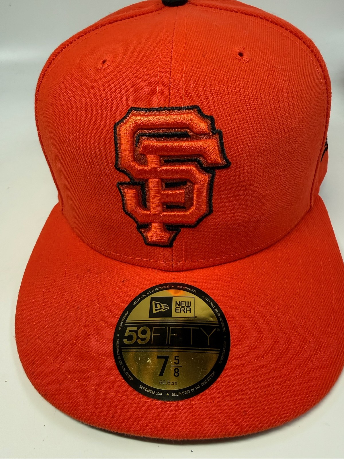 New Era 59Fifty SF Giants Fitted Hat Orange Pop Flip OTC Size 7 5/8 NWT