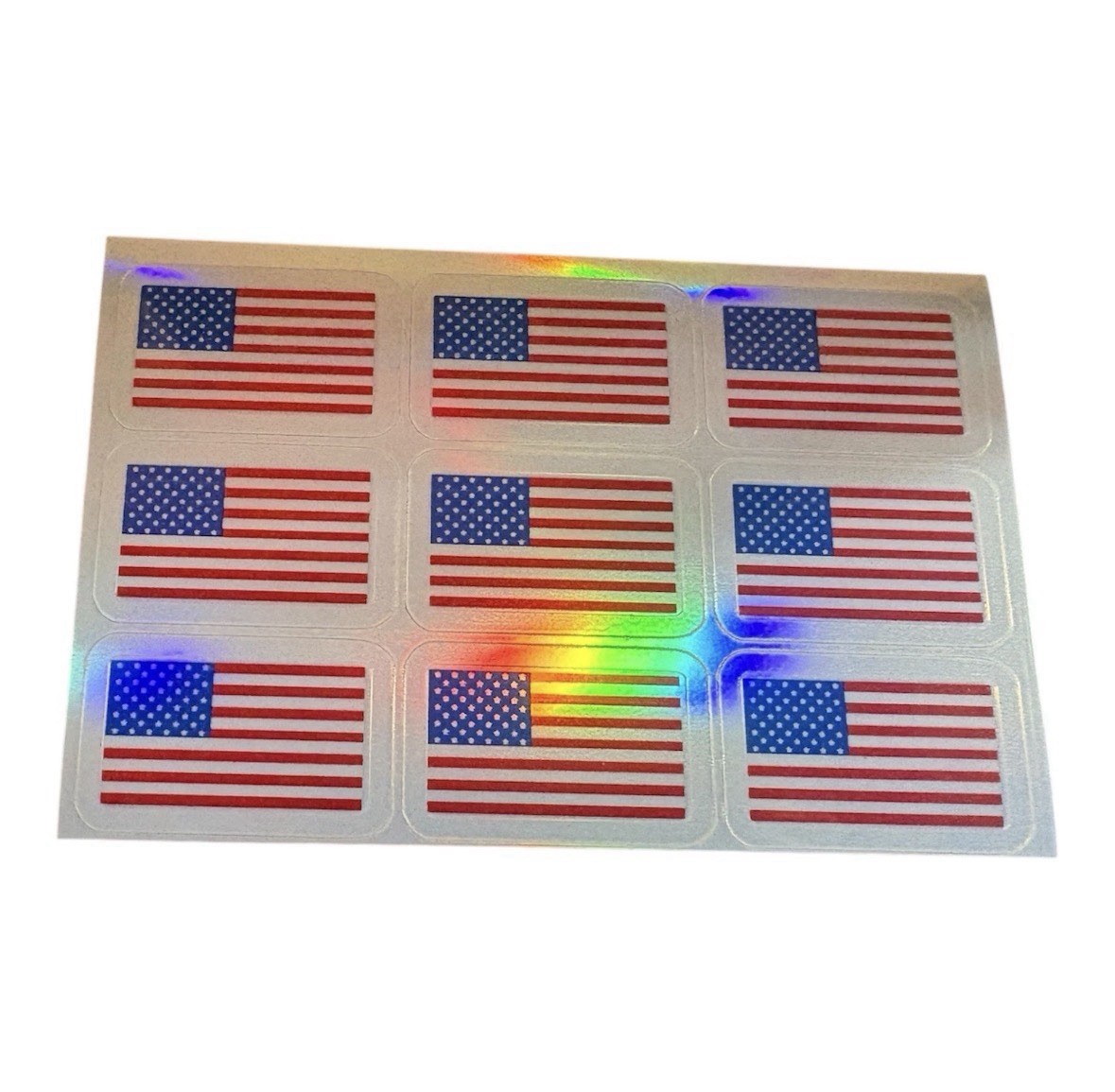 8 Mini USA Chrome Flag Decals American Flag Full Size Football Helmets 1″x1.75″