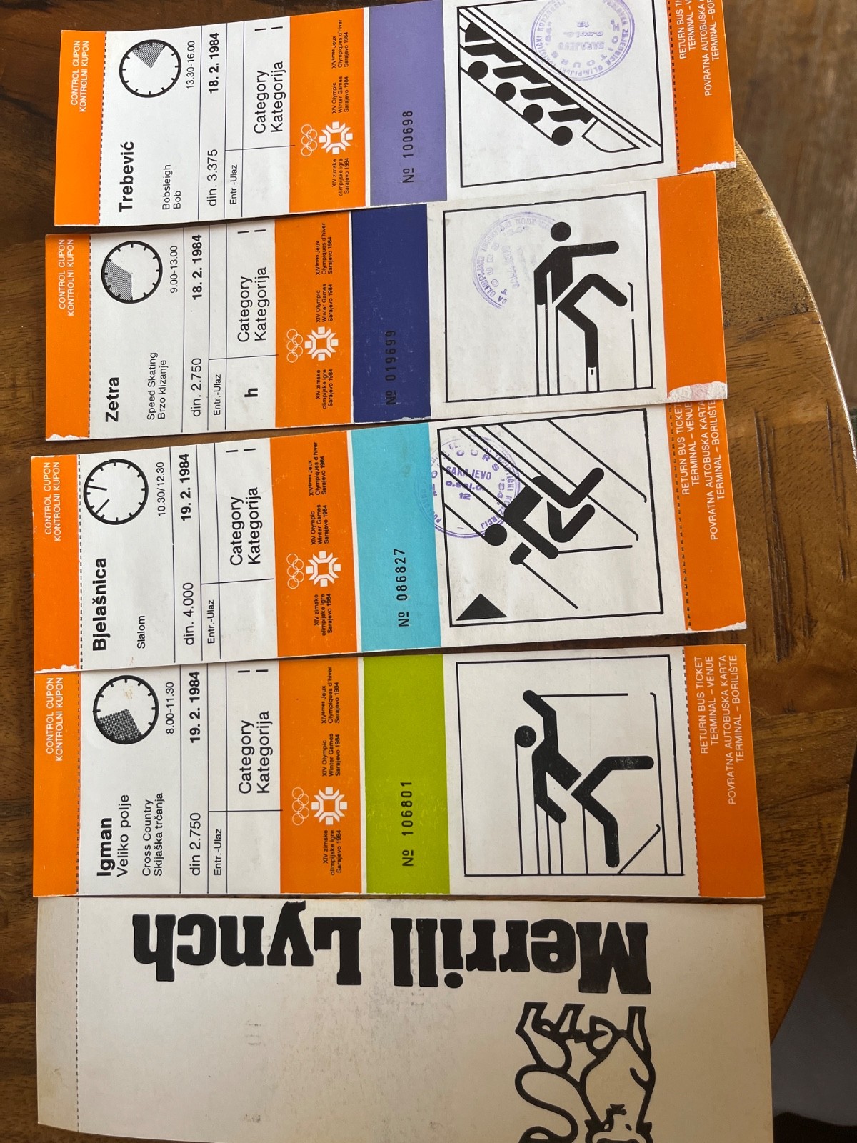 1984 Sarajevo Olympic games unused tickets