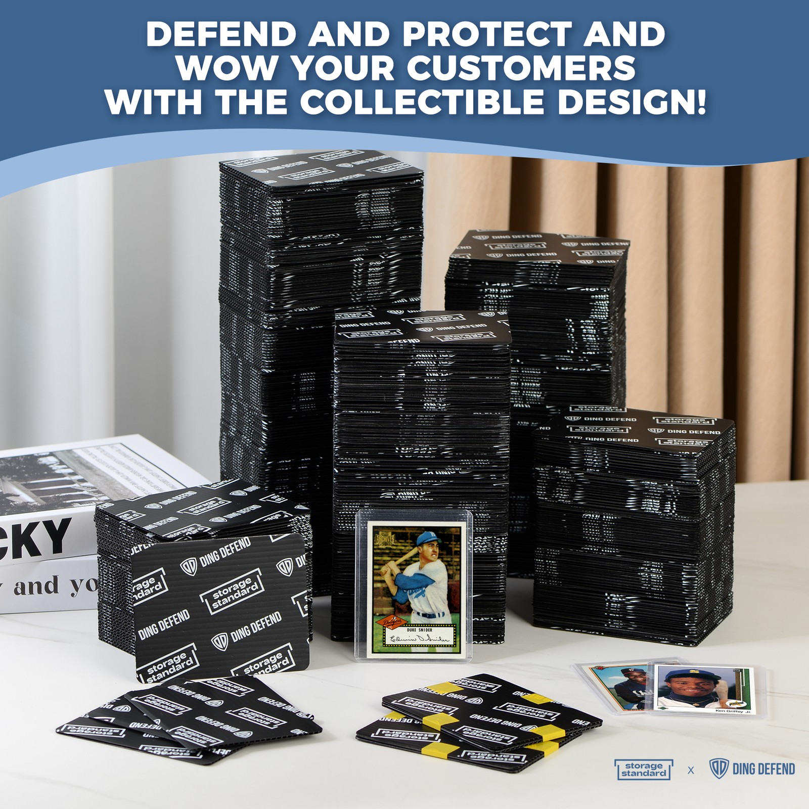 Ding Defend 510-Pack Trading Card Protector Shipping 3.5×4.5 Black Card Shipping