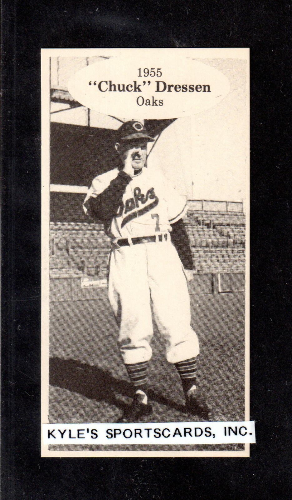 1975 TCMA Chuck Dressen OAKS PCL UNSIGNED 2-3/8 x 4-5/8 B&W PHOTO CARD #3