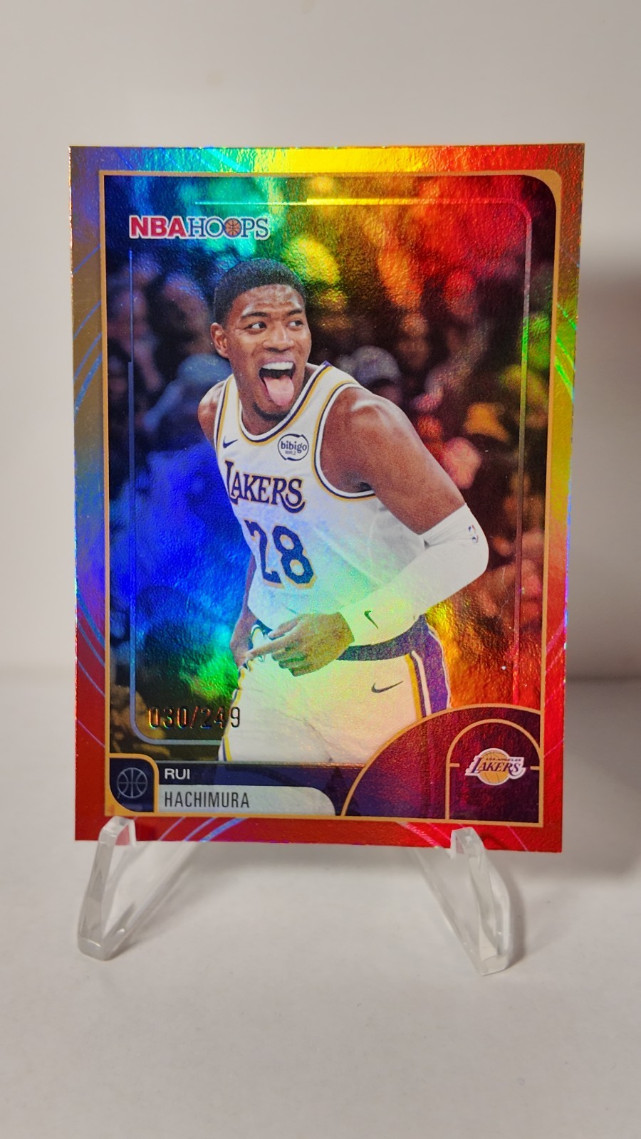 Topps 2025-26 NBA Hoops #1 Rui Hachimura /249 Red and Orange Border Parallel LA