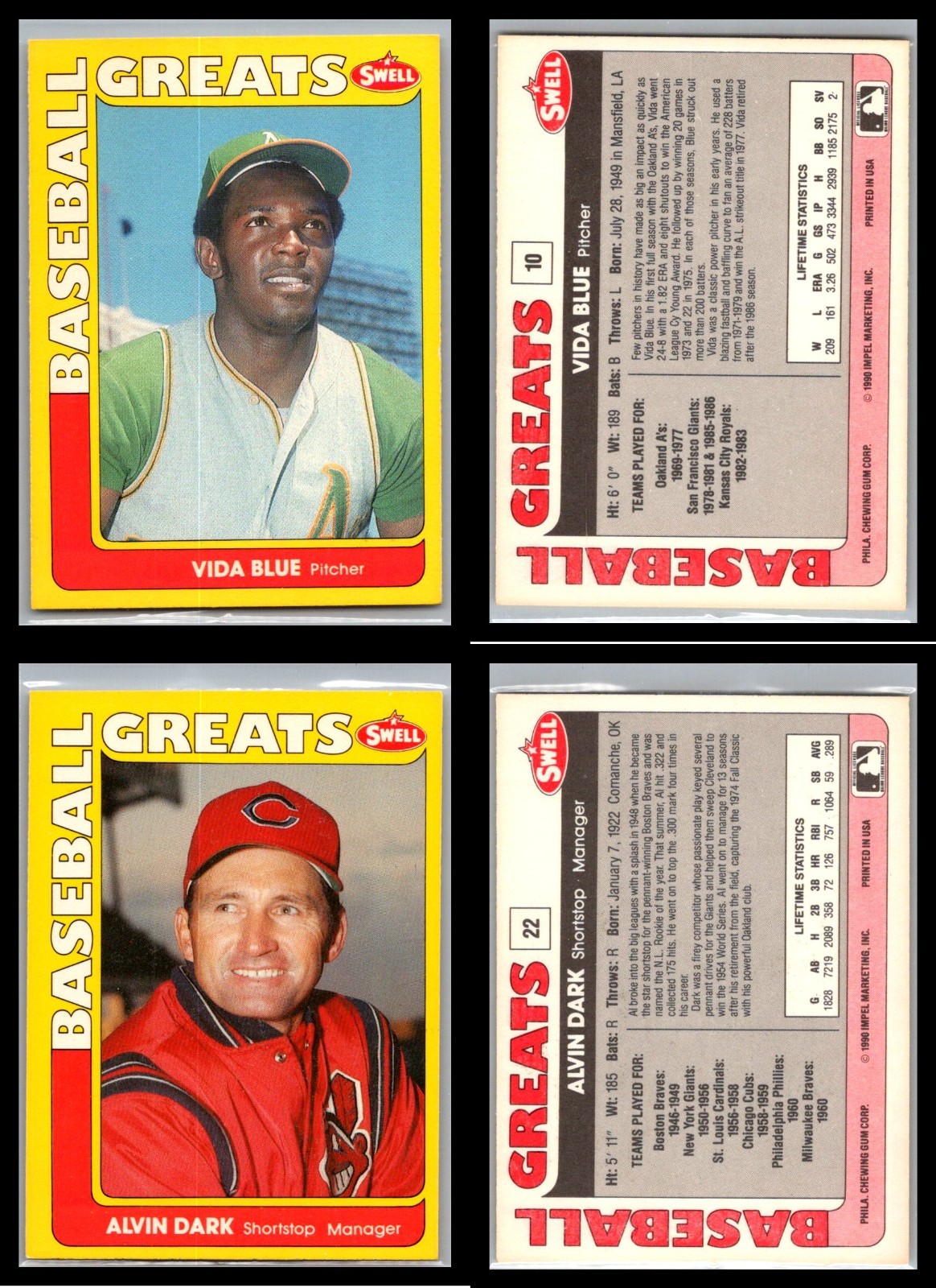 1991 SWELL Baseball Greats – Lot of 20 Cards