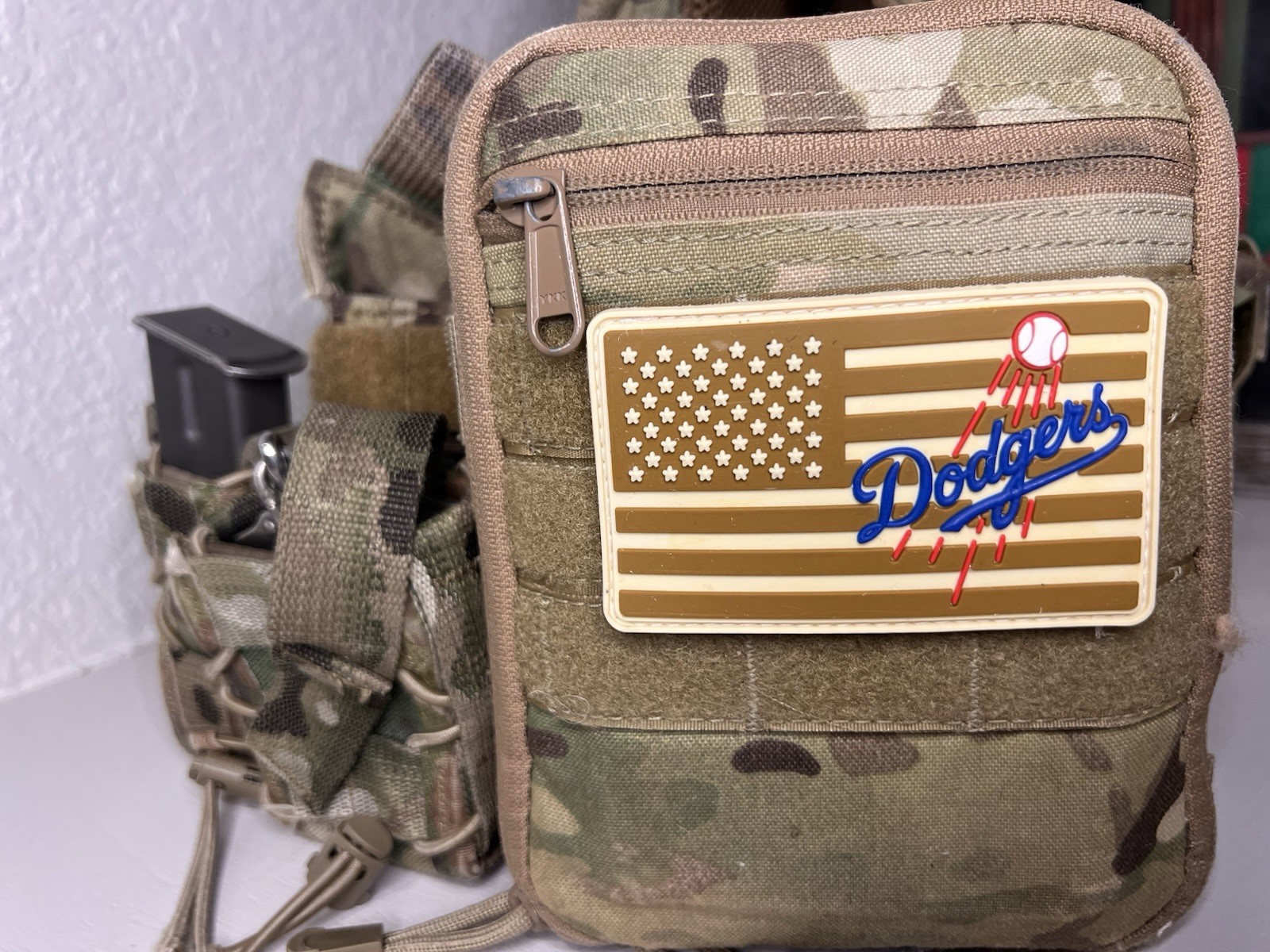 Military Combat American Flag Los Angeles Dodgers PVC Baseball Patch W Vlcro