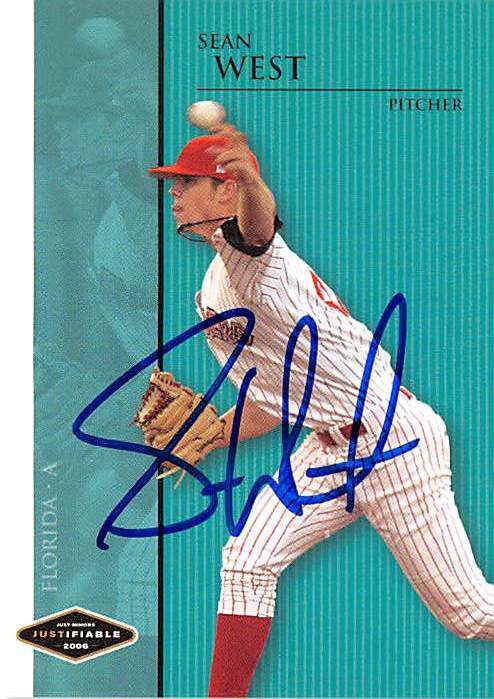 Sean West autographed baseball card (Florida Marlins) 2004 Just Minors #JF49