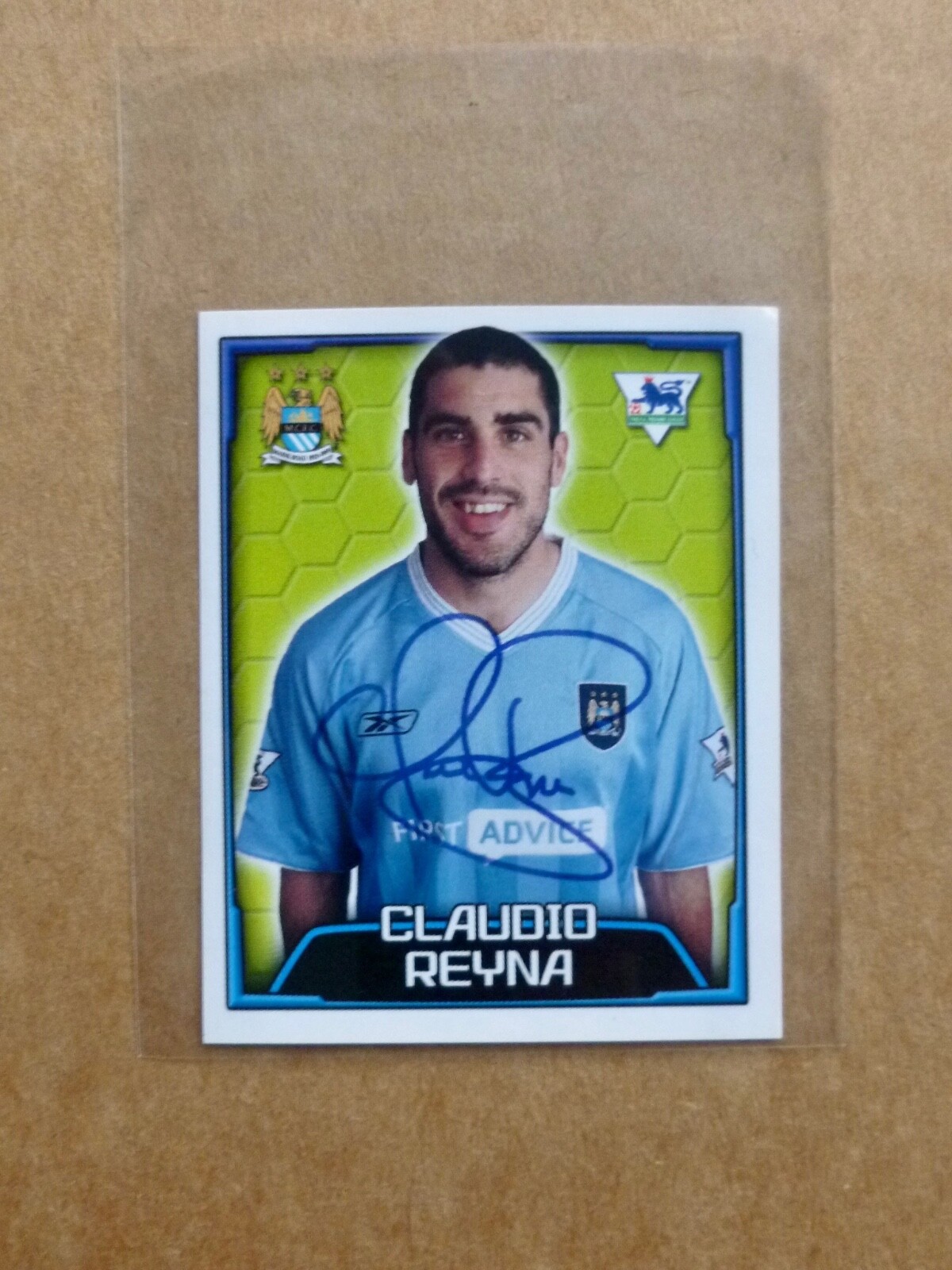 Merlin FA PREMIER LEAGUE 04 Claudio REYNA Manchester City Non-stuck Sticker 2004