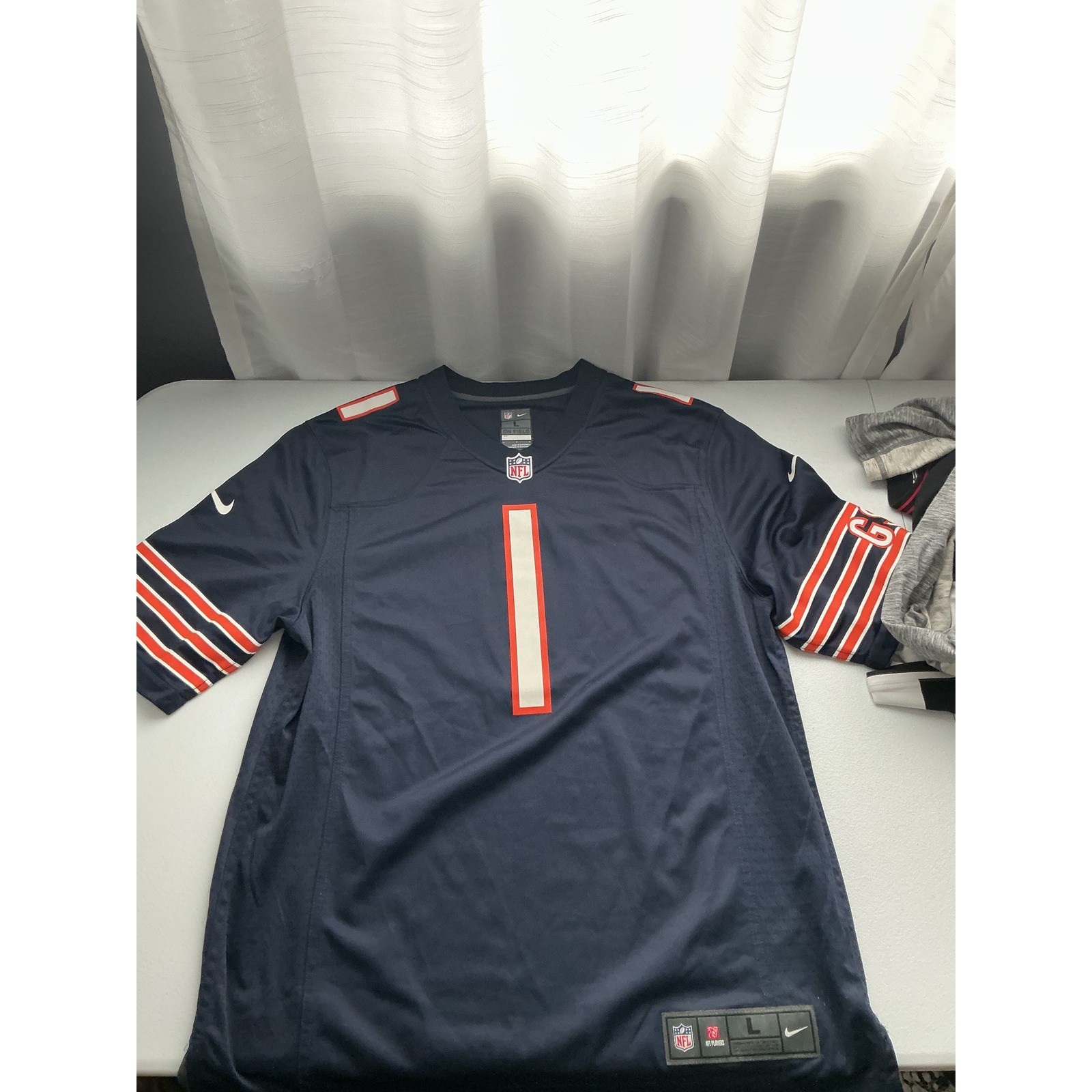 Nike Chicago Bears Justin Fields #1 Jersey NFL Football Navy Blue L