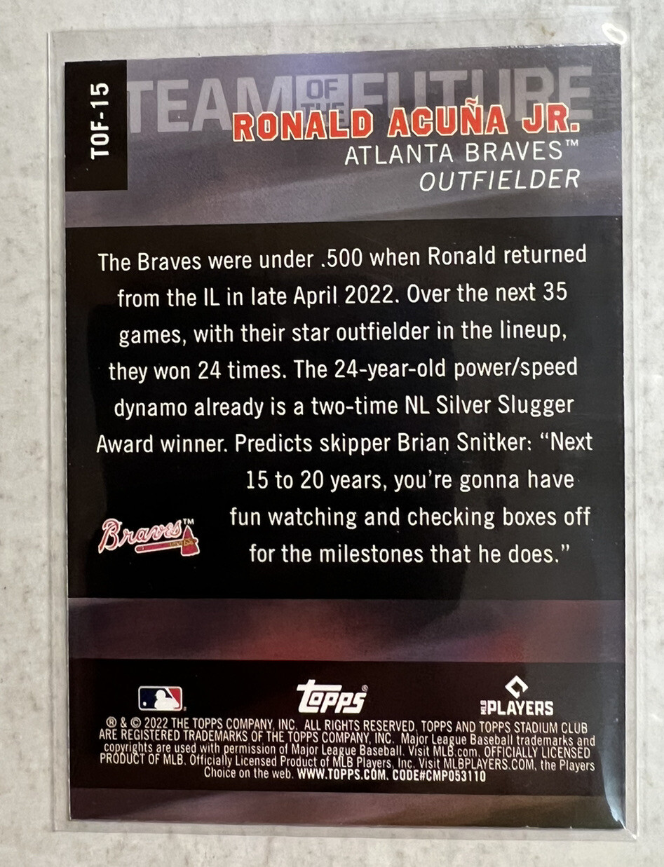 2022 Stadium Club Ronald Acuna Jr. Team of the Future