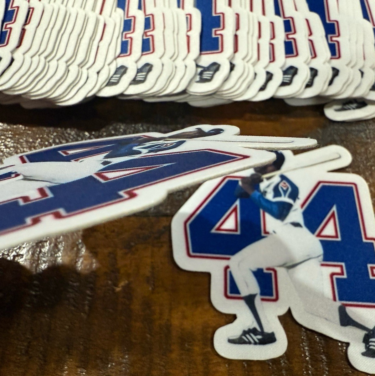 (LOT OF 2) Hank Aaron 44 HOF Home Run King 3in. Jersey Iron On Ready Patch