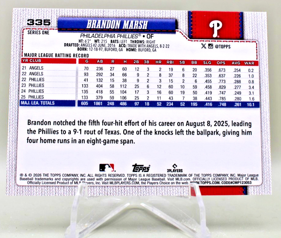 2026 Topps Series 1 #335 Brandon Marsh Phillies