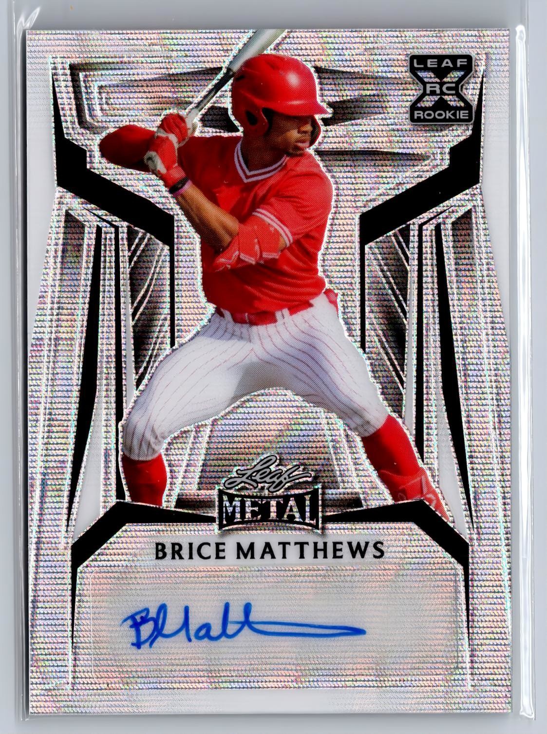Brice Matthews 2023 Leaf Metal #BA-BM4 Autographs Wave Silver #/9