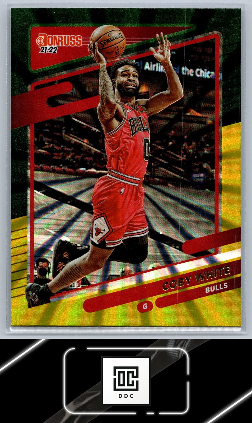 2021-22 Donruss #165 Coby White Holo Green and Yellow Laser