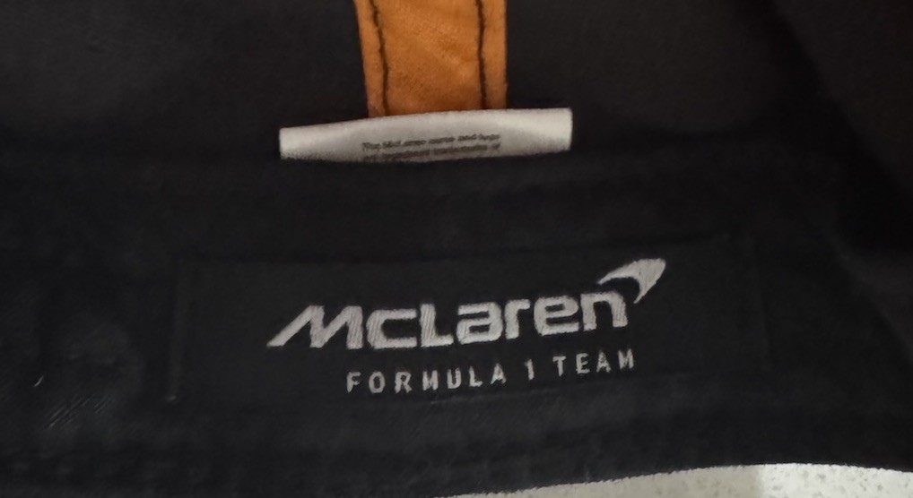 McLaren Formula 1 Team Snapback Hat Black Orange Chrome Logo Adjustable Cotton