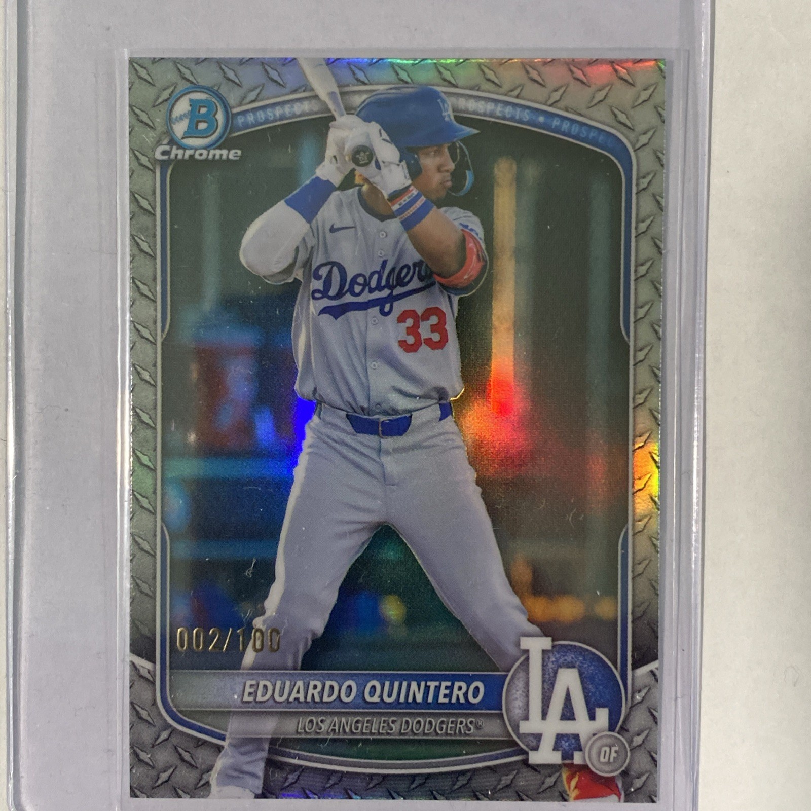 2025 Bowman Draft Eduardo Quintero Steel Metal Refractor /100 Dodgers