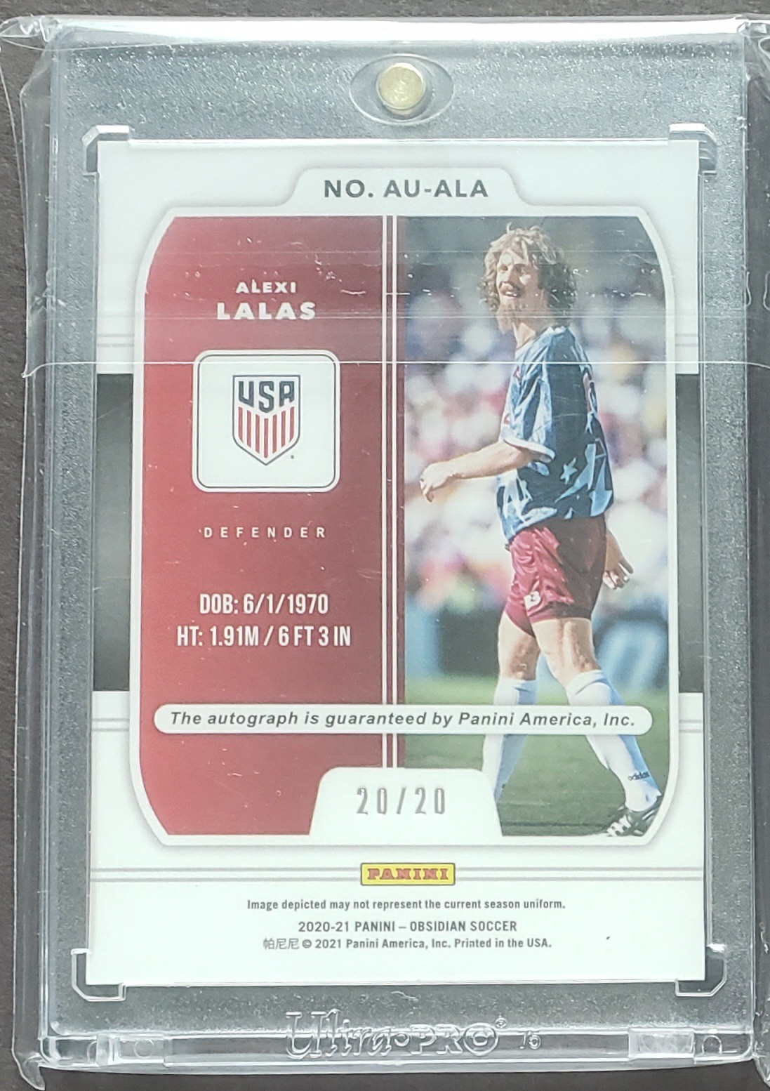 2020-21 Panini Obsidian Alexi Lalas Auto 20/20 Aurora United States Soccer USA