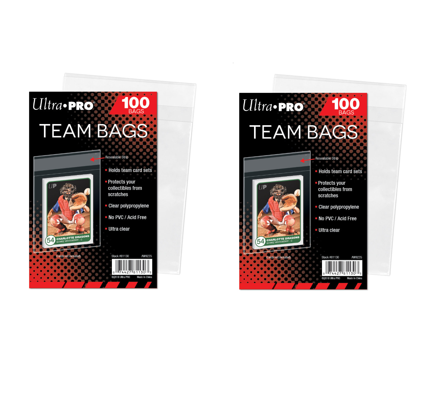 (200 / 2 Packs) Ultra Pro Team Set Bags Resealable Strip Trading Card Storage