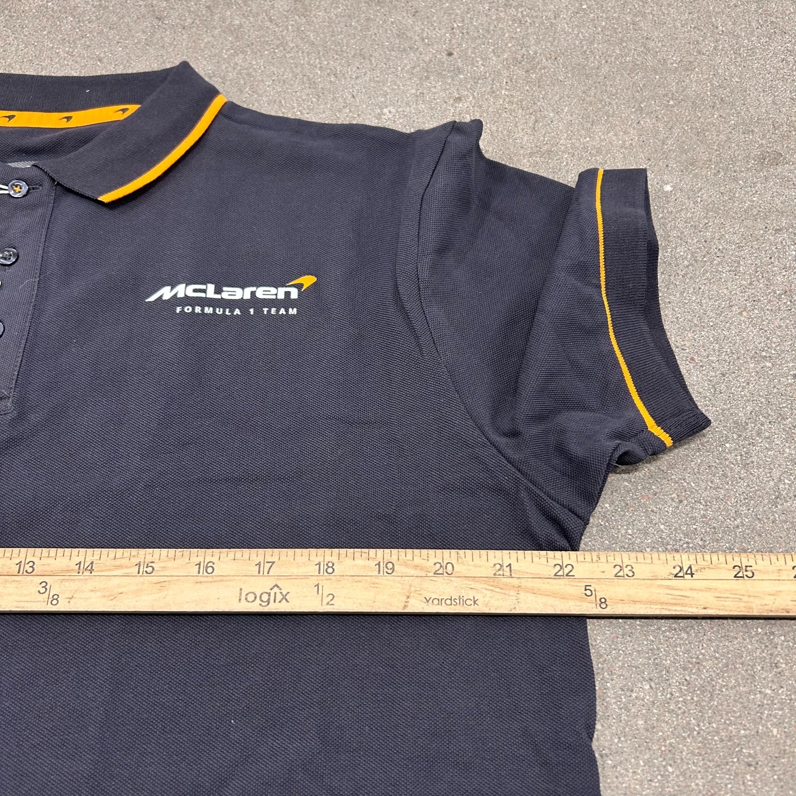 McLaren Formula 1 Team Polo Shirt Mens XL Black Organic Cotton Side Slit Racing