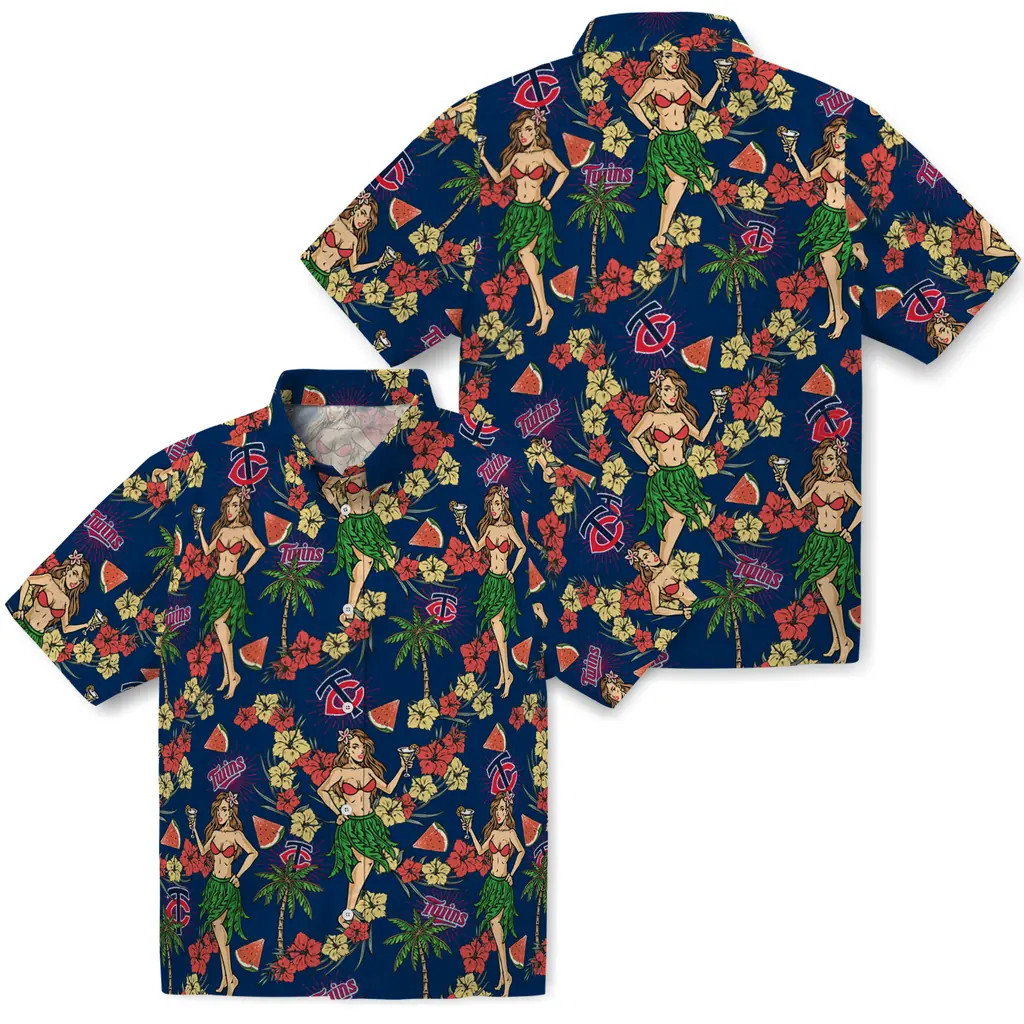 Minnesota Baseball Team Twinss Hawaiian Button Down Shirt Unisex Adults S-5XL
