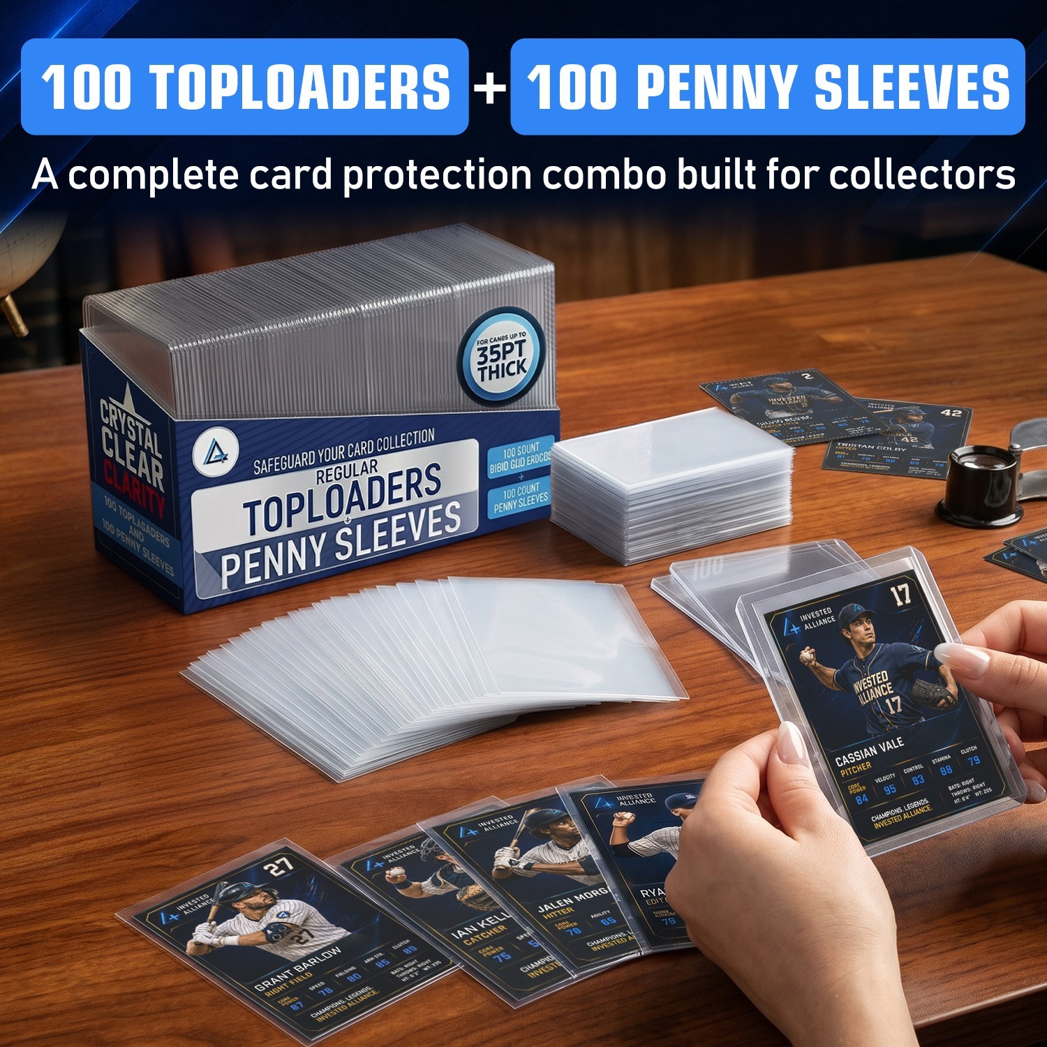 Invested Alliance 3×4 Regular 35PT Toploaders For Standard Cards – Bundle Pack