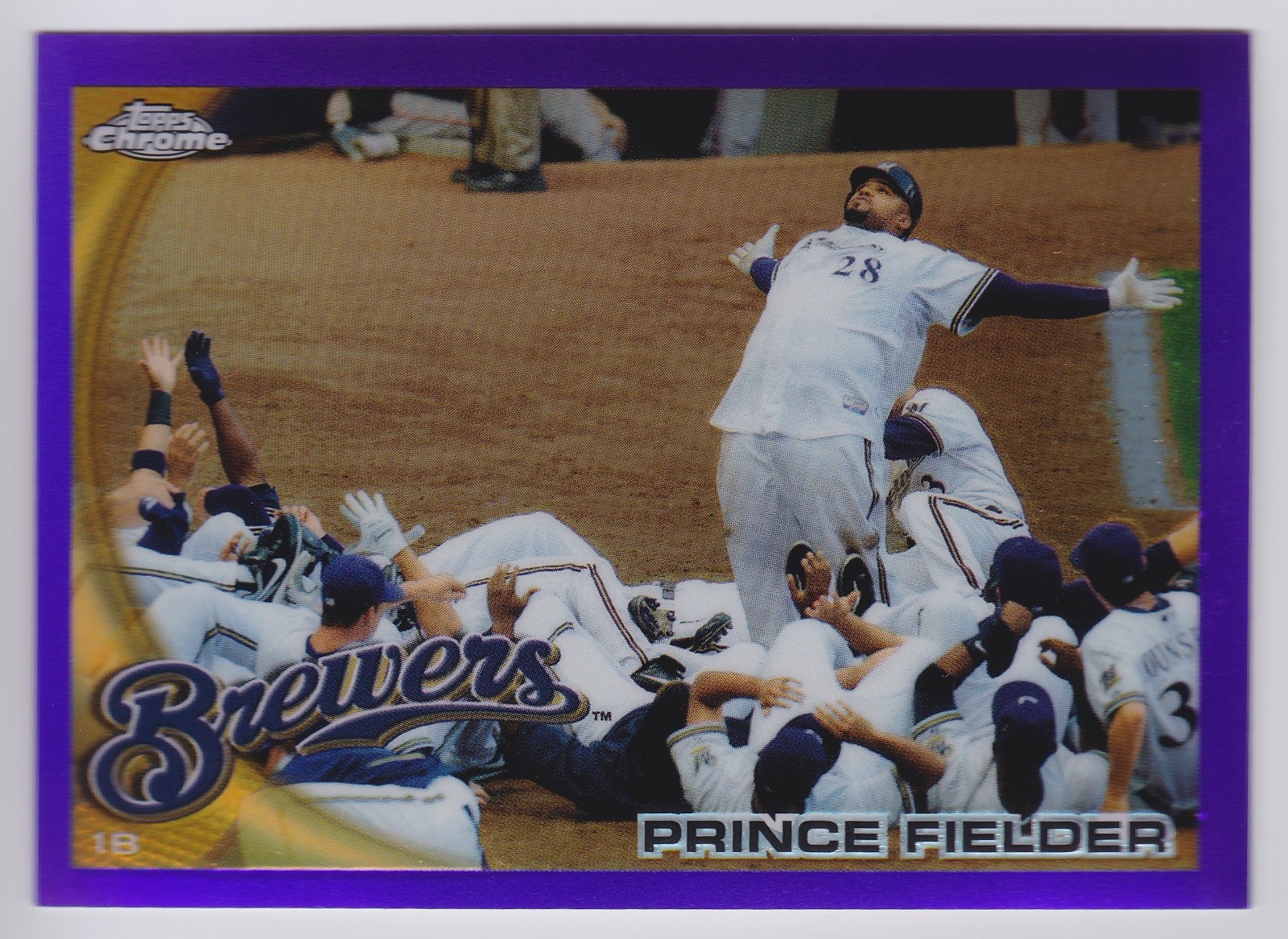 2010 Topps Chrome Prince Fielder #1 Bowling Ball Purple Refractor /599 Brewers