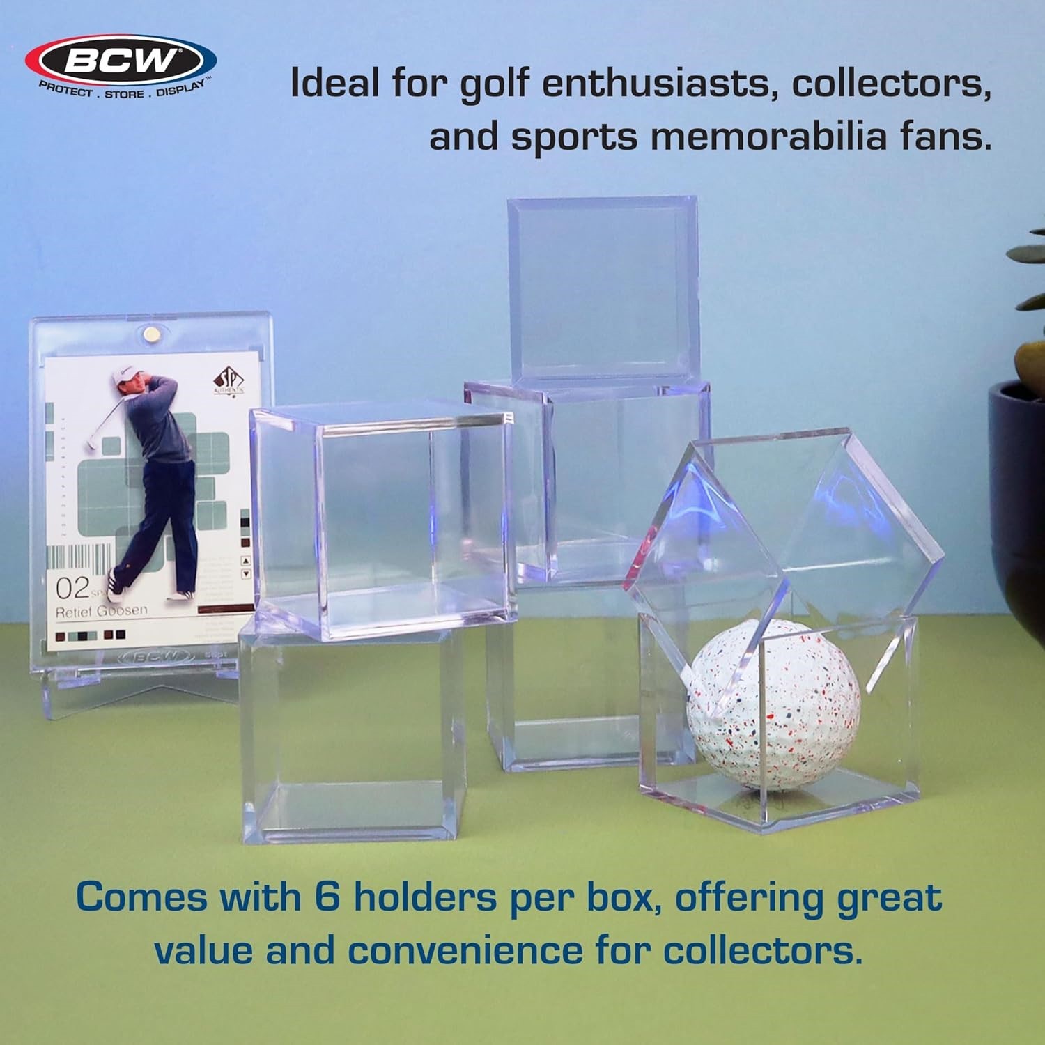 8 BCW Golf Ball Display Cases Square Plastic Cubea Clear Stackable Holders DEAL