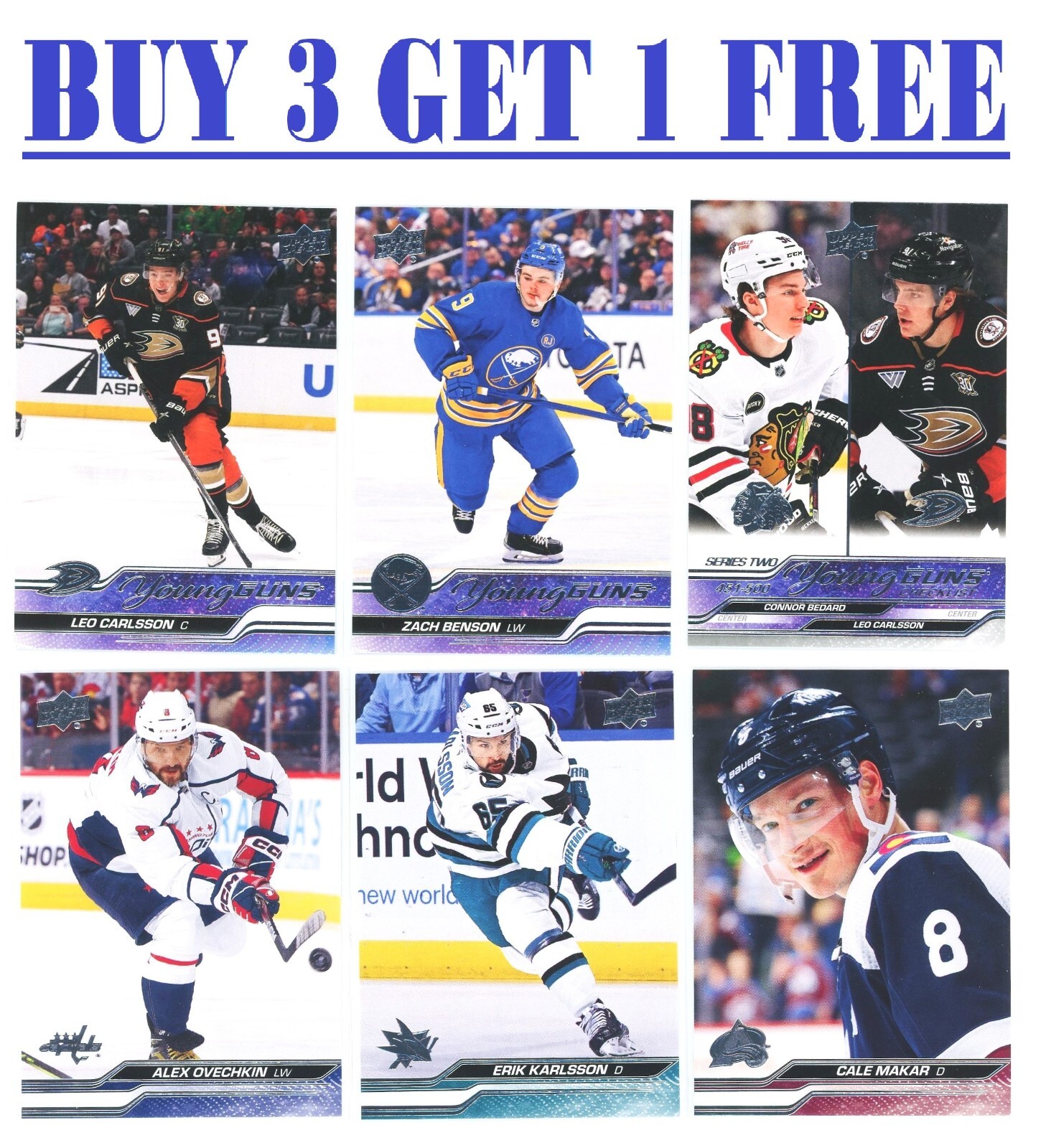 2023-24 Upper Deck Series 2 NHL Hockey (BUY 3 GET 1) You Pick -Base & Young Guns