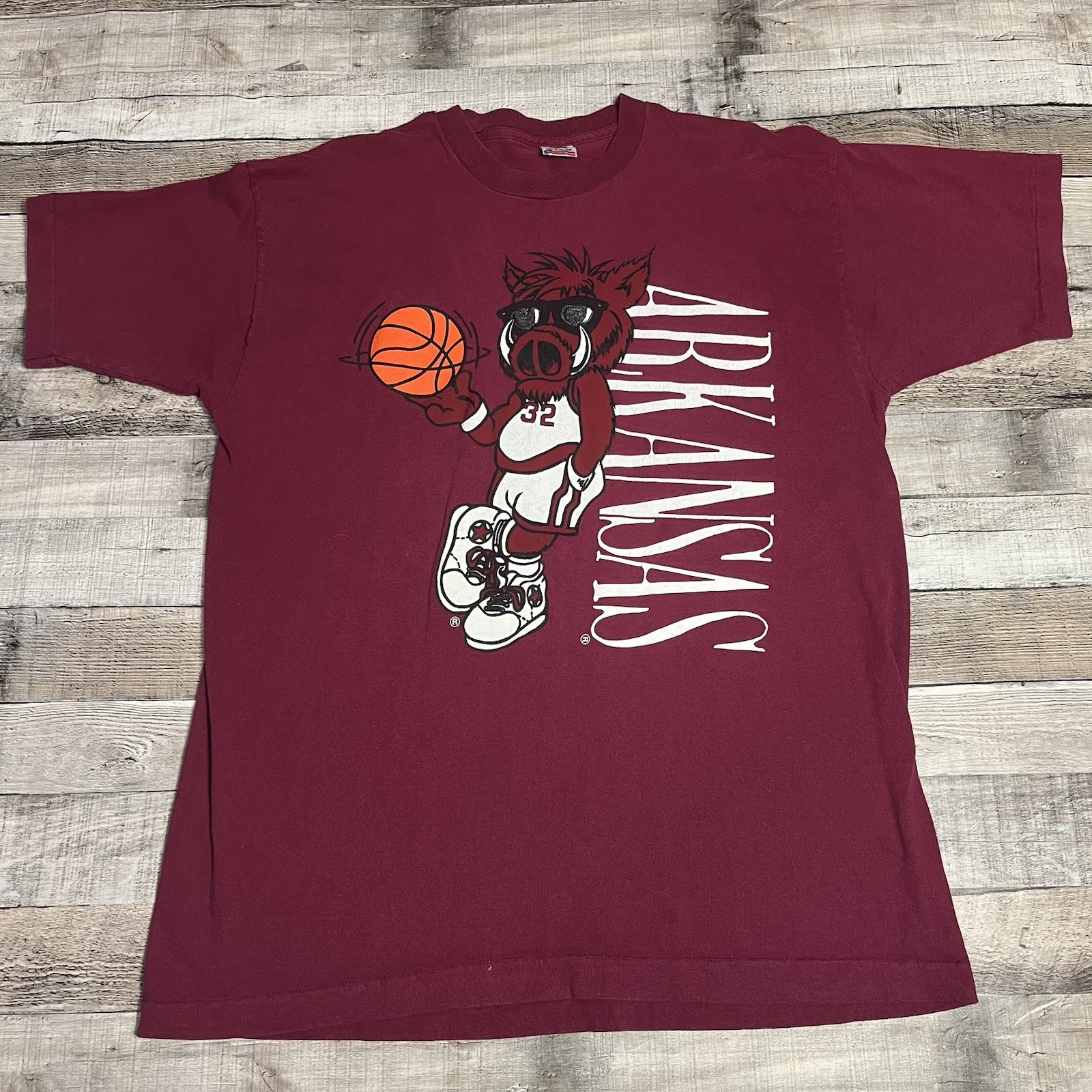 Arkansas Razorbacks Shirt Size XL Maroon Vintage NCAA Basketball