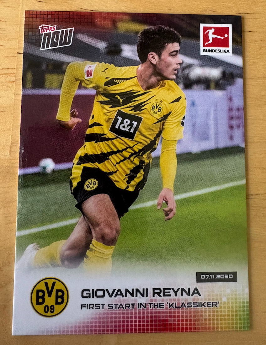 2020 Topps Now GIOVANNI REYNA RC – USA First Start Rookie Card – Bundesliga