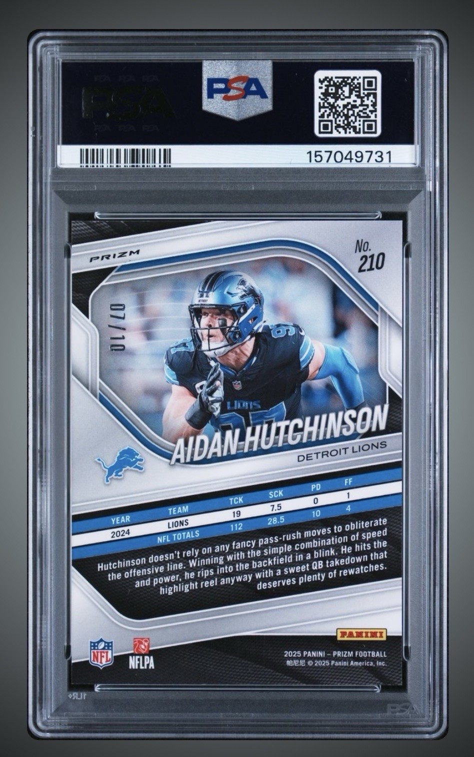 2025 Panini Prizm True Gold Aidan Hutchinson Prizm PSA 9 Mint #7/10